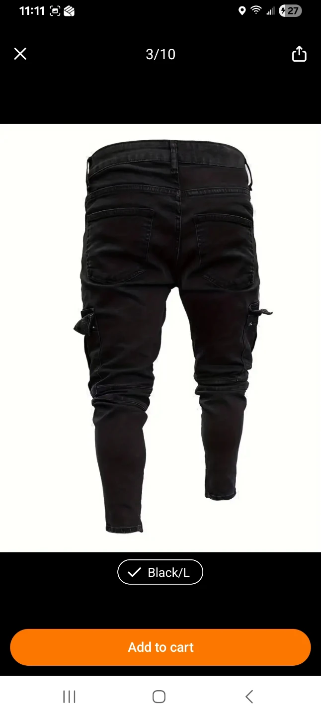 Black Slim Fit Cargo Pants - photo 3