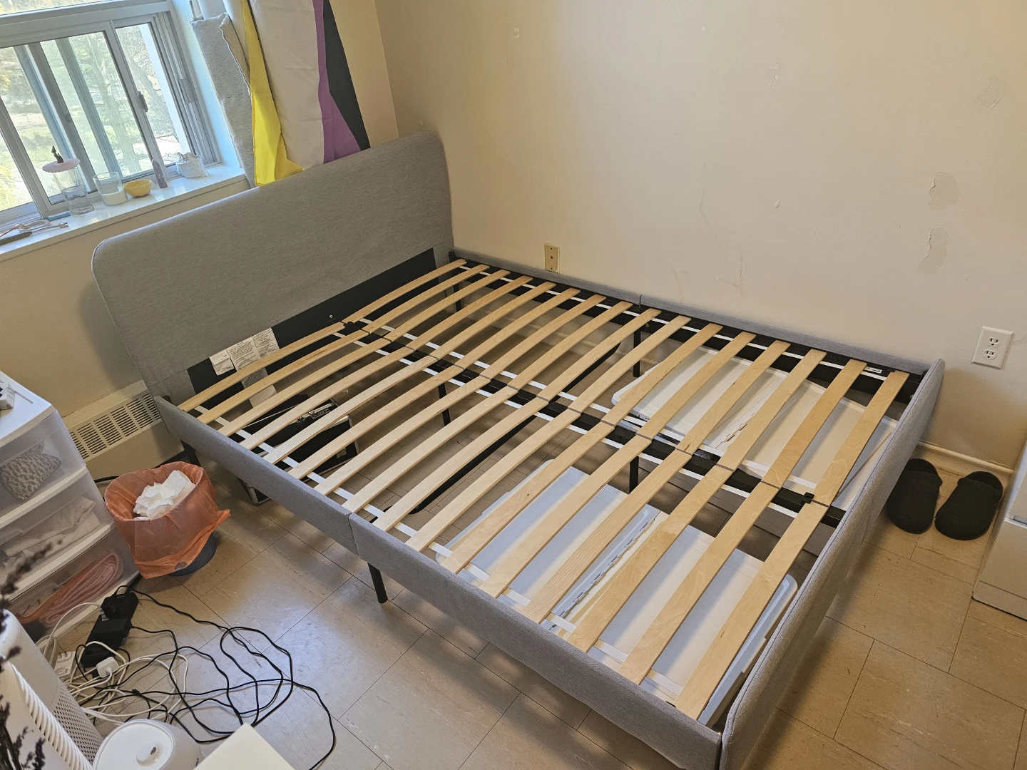 Full bed frame, mattress not included