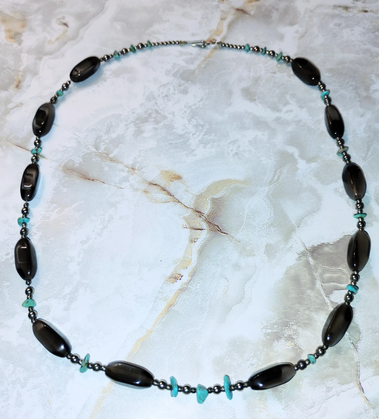 GENUINE TURQUISE AND POLISHED GEMSTONE NECKLACE