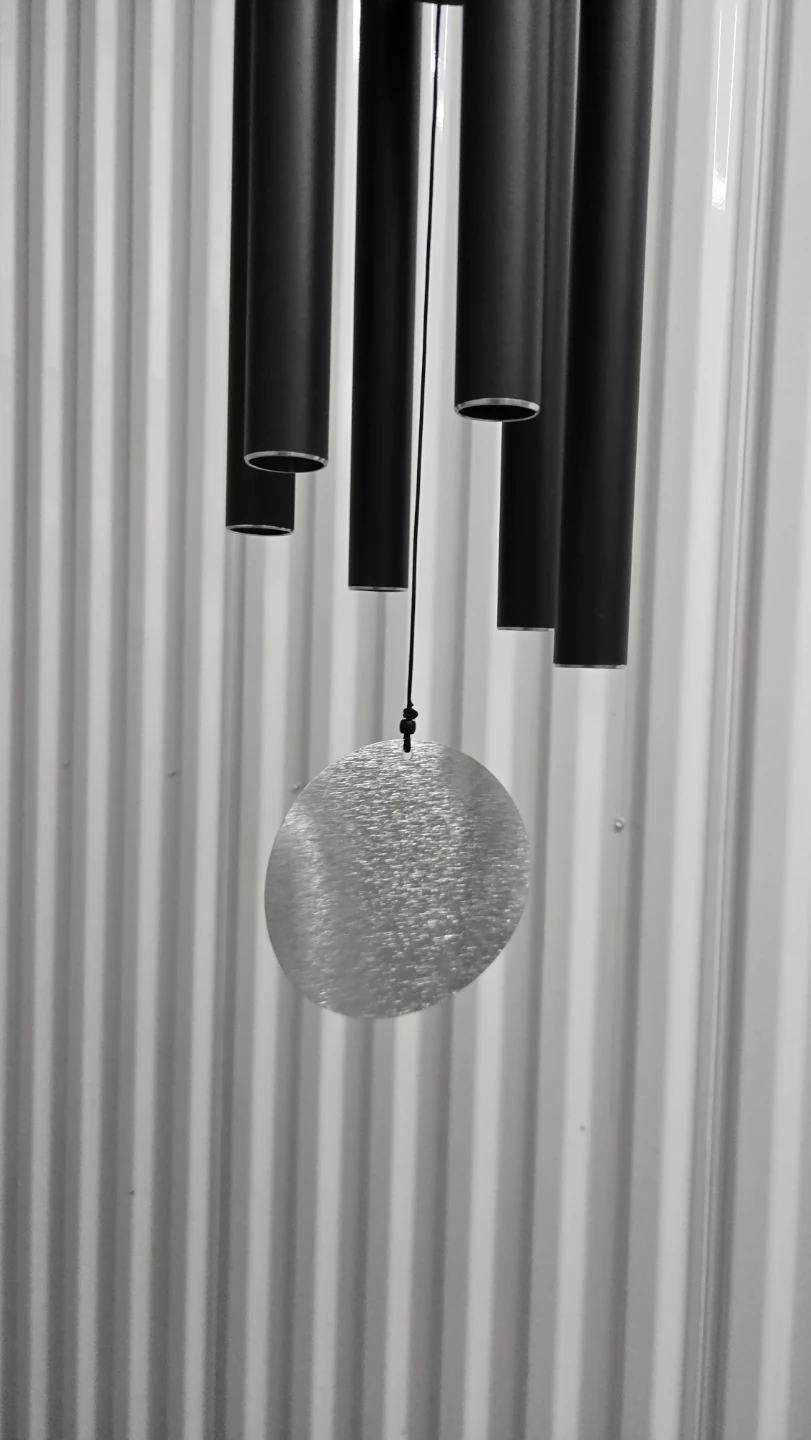 Black & Silver Metal Hanging Wind Chime with Silver Disc Round - photo 3