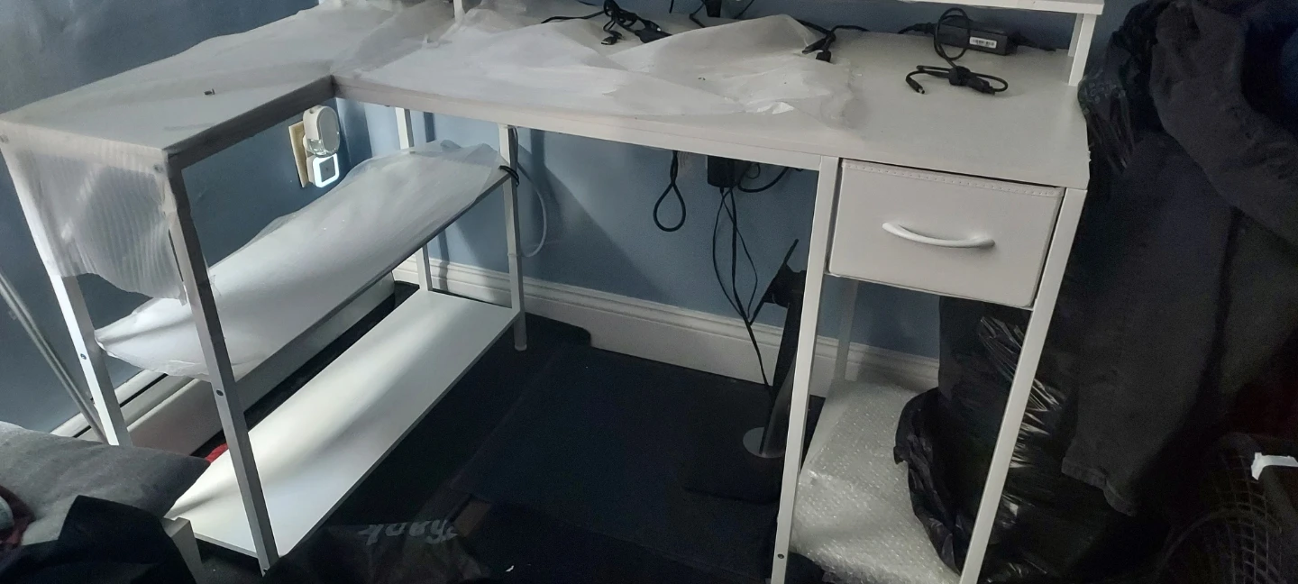 White L-Shaped Reversible Computer Desk - photo 4