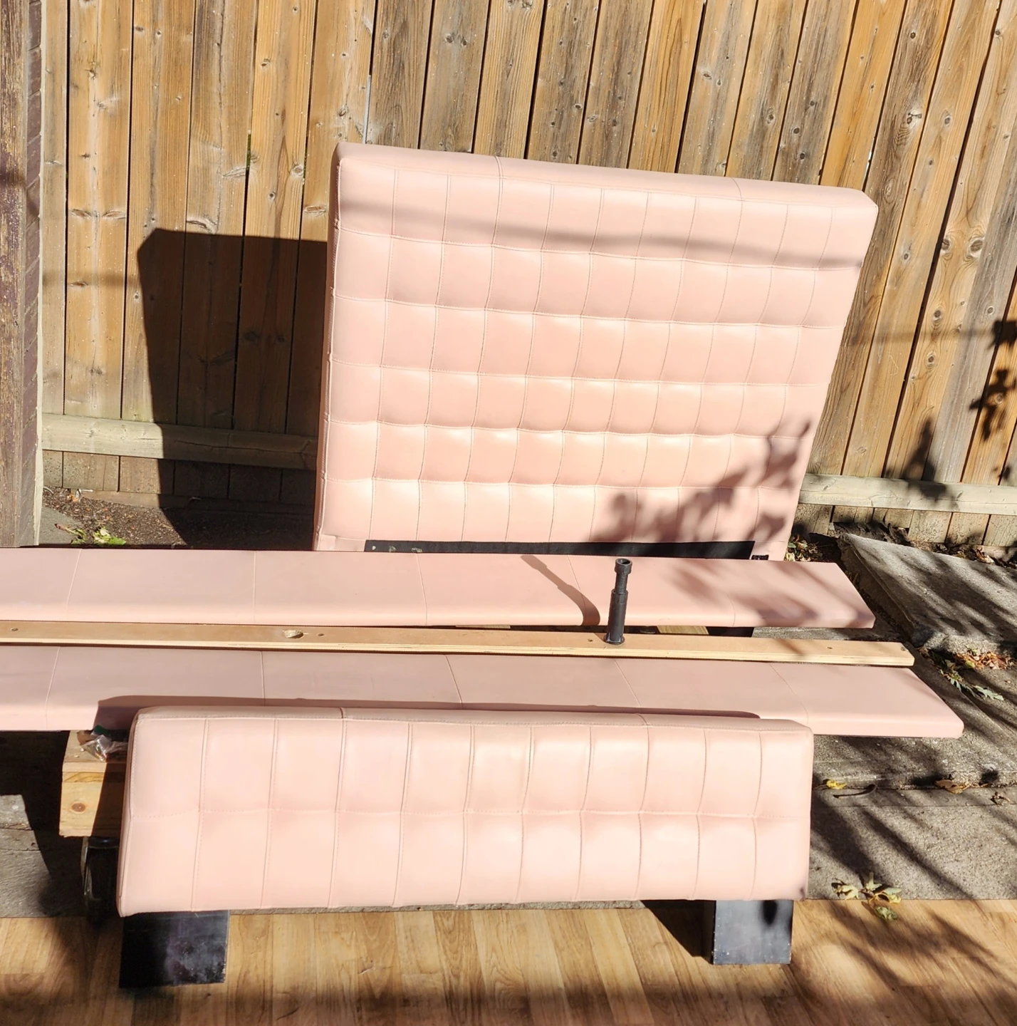 Pink Tufted Faux Leather Bed Frame