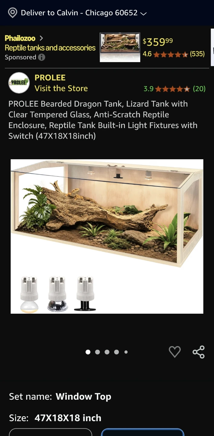 PROLEE Reptile Tank 47x18x18 inch