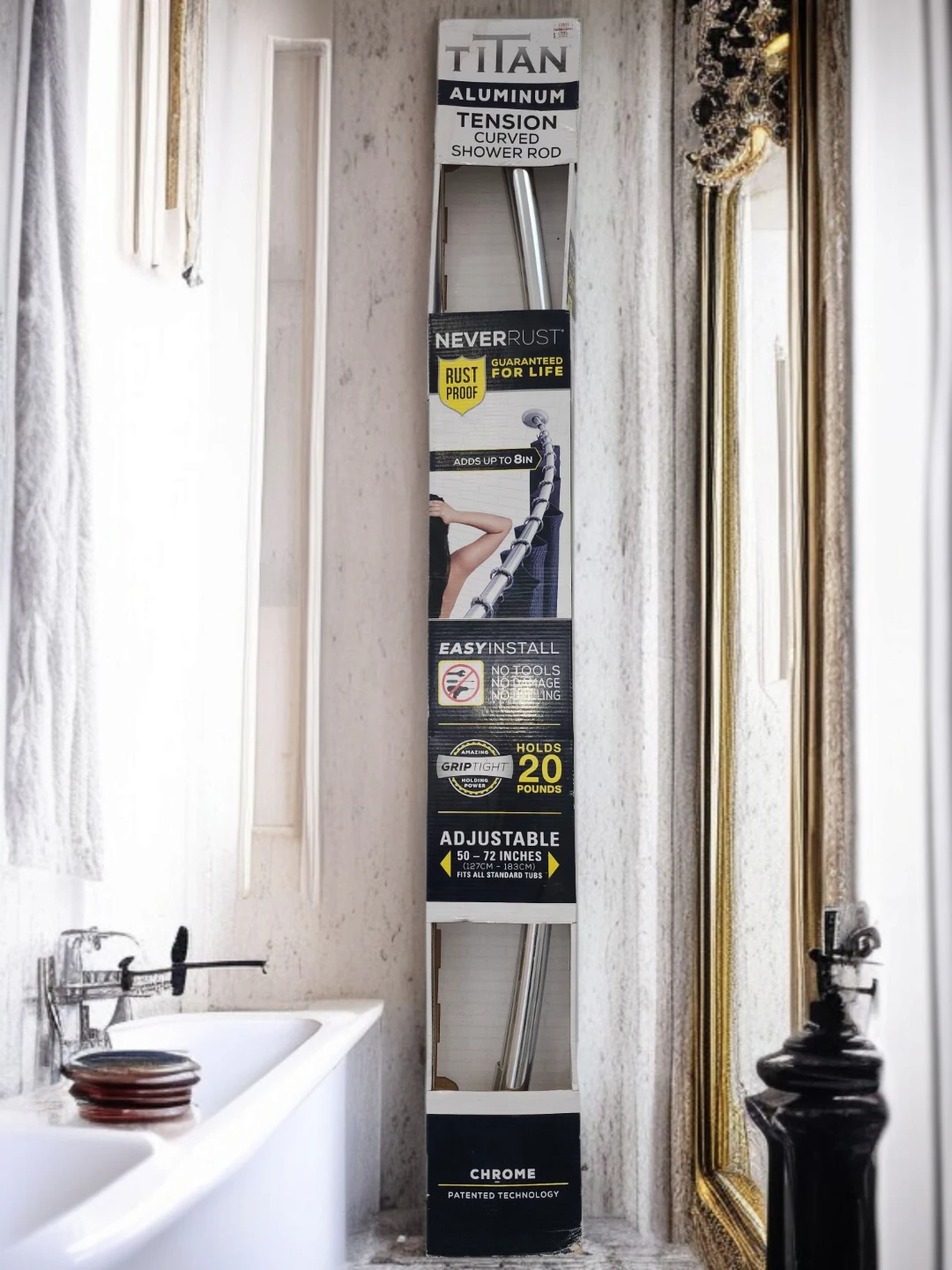 New in box Curved Shower Rod NeverRust 50 to 72 "  Adjustable - photo 4