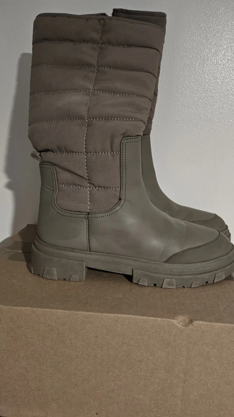 Zara Quilted Boots Taupe - photo 2