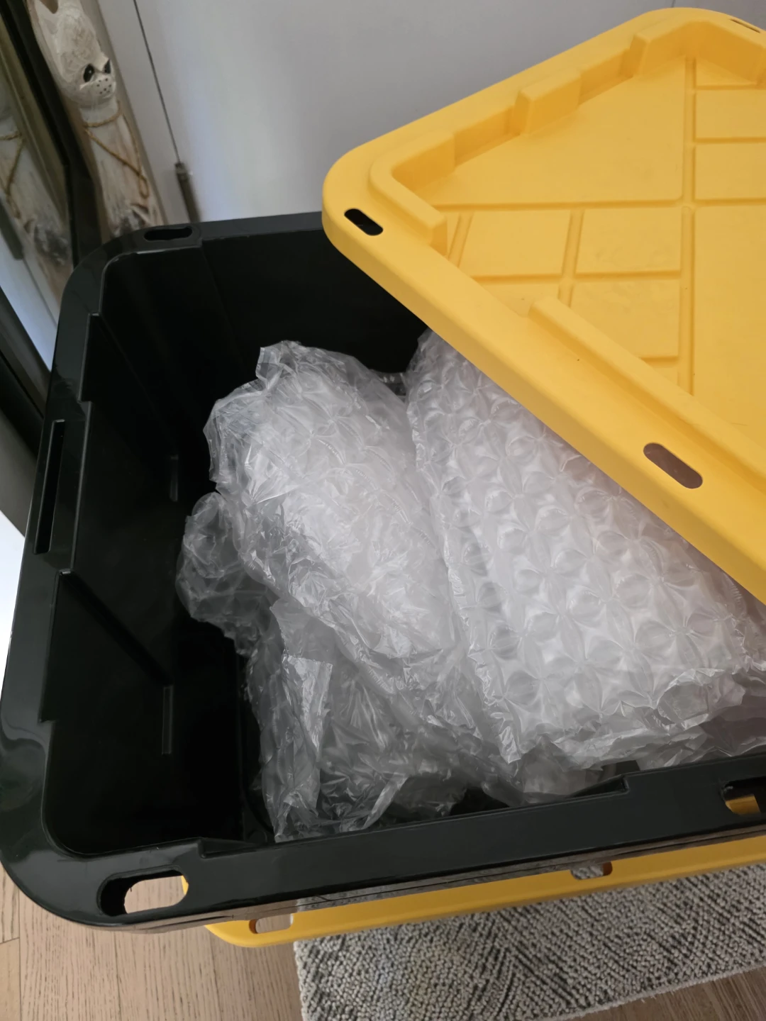 3 Black and Yellow Heavy-Duty Storage Totes - photo 2