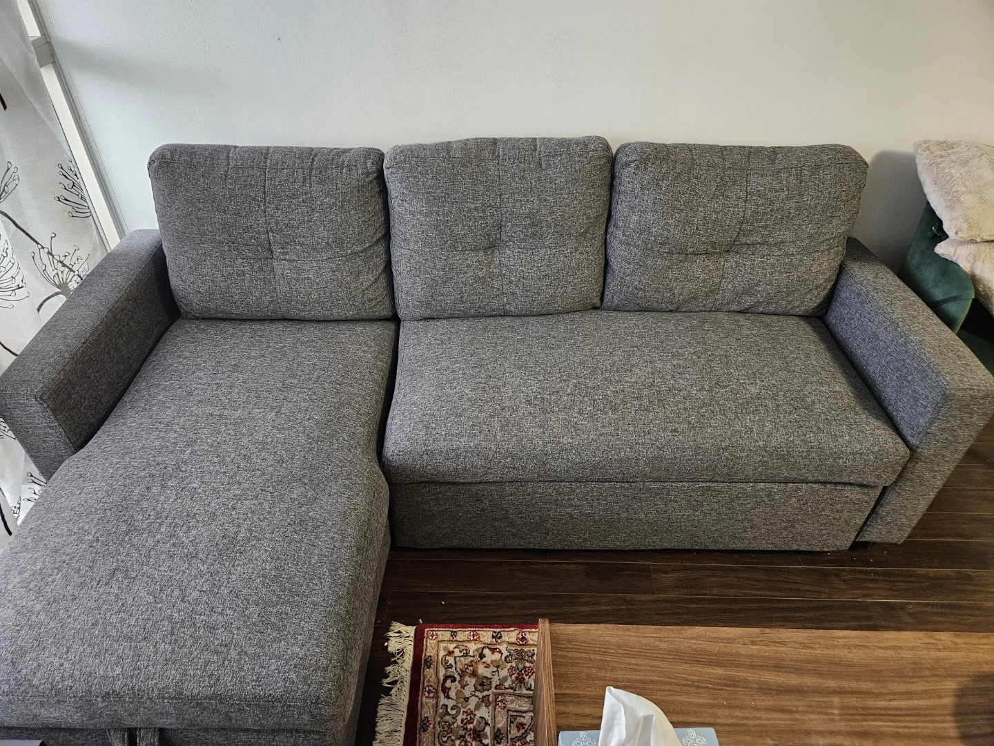 Grey Sectional Sofa with Storage and Pull-out Bed