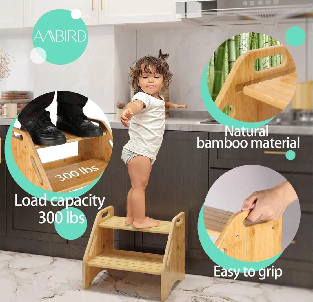 AABIRD Two-Step Bamboo Stool - photo 3