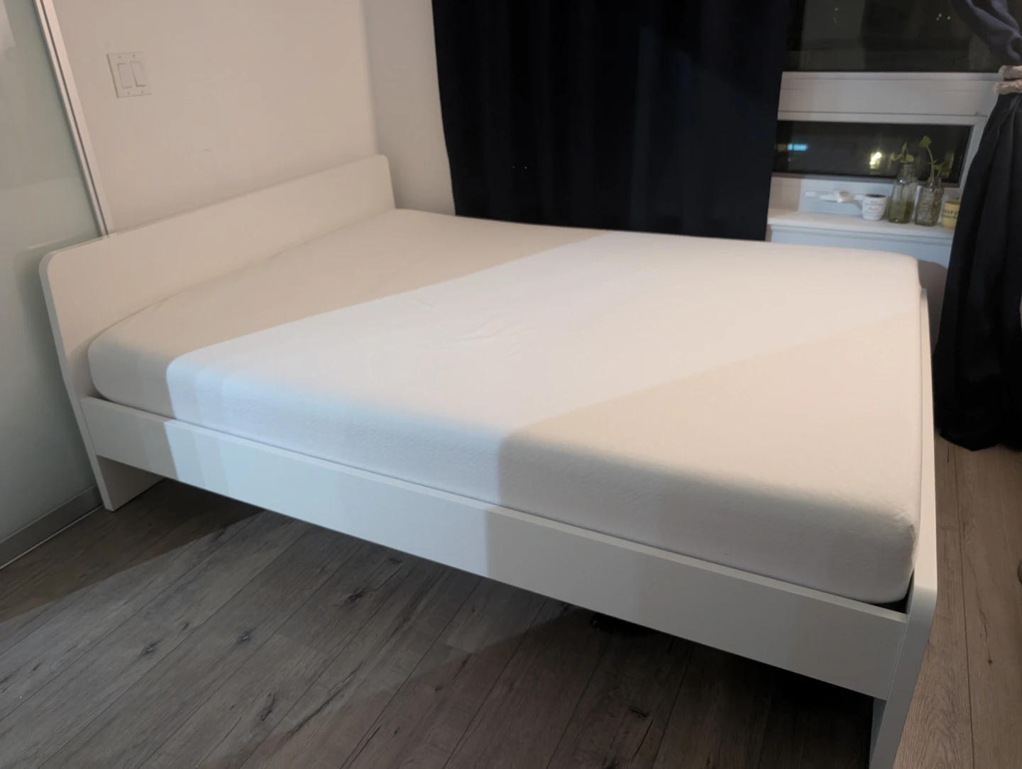 Queen Bedframe + memory foam mattress + LURÖY slatted bed base