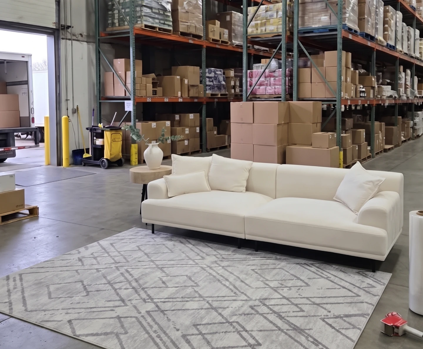 Cream Modular Sofa with Pillows