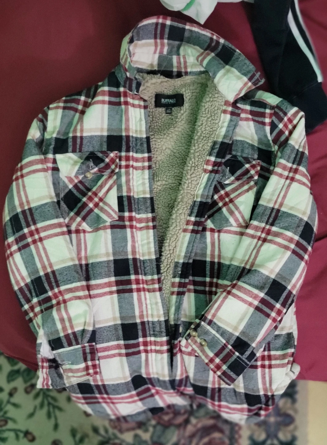 Adidas Juventus track jacket and Buffalo plaid shirt