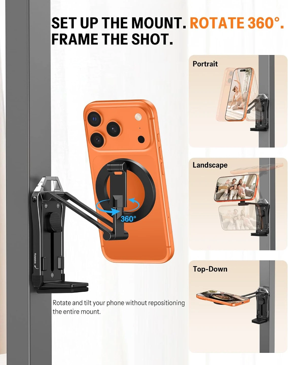 TP02 Magnetic Phone Tripod for MagSafe, 360° Pivot - photo 3