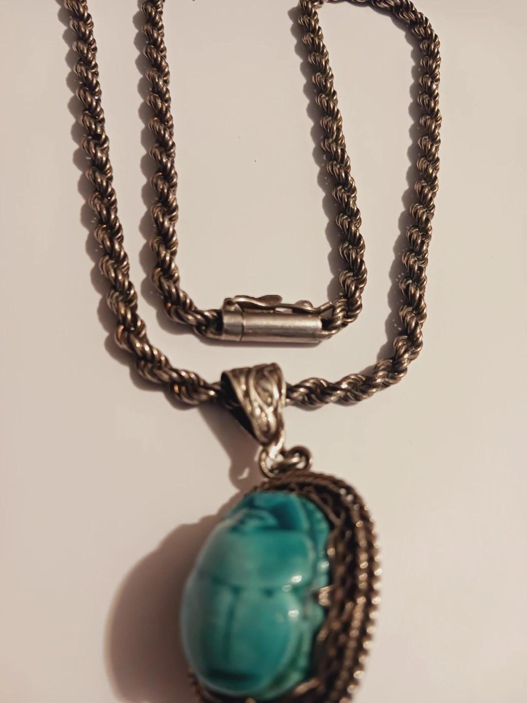Sterling Silver 925 Necklace with Egyptian Scarab Pendant - photo 4