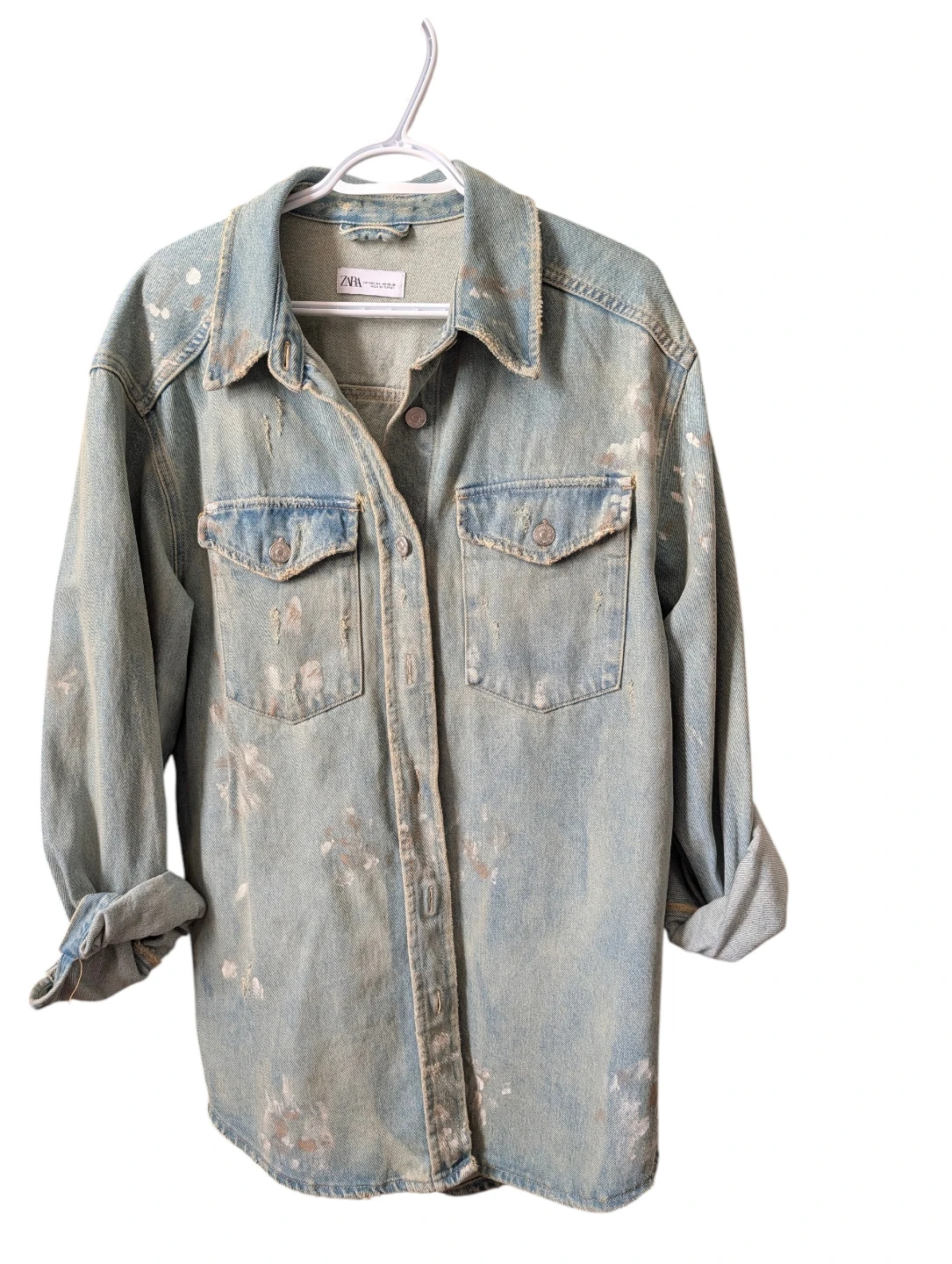 Unisex ZARA Denim distressed Shirt size XL
