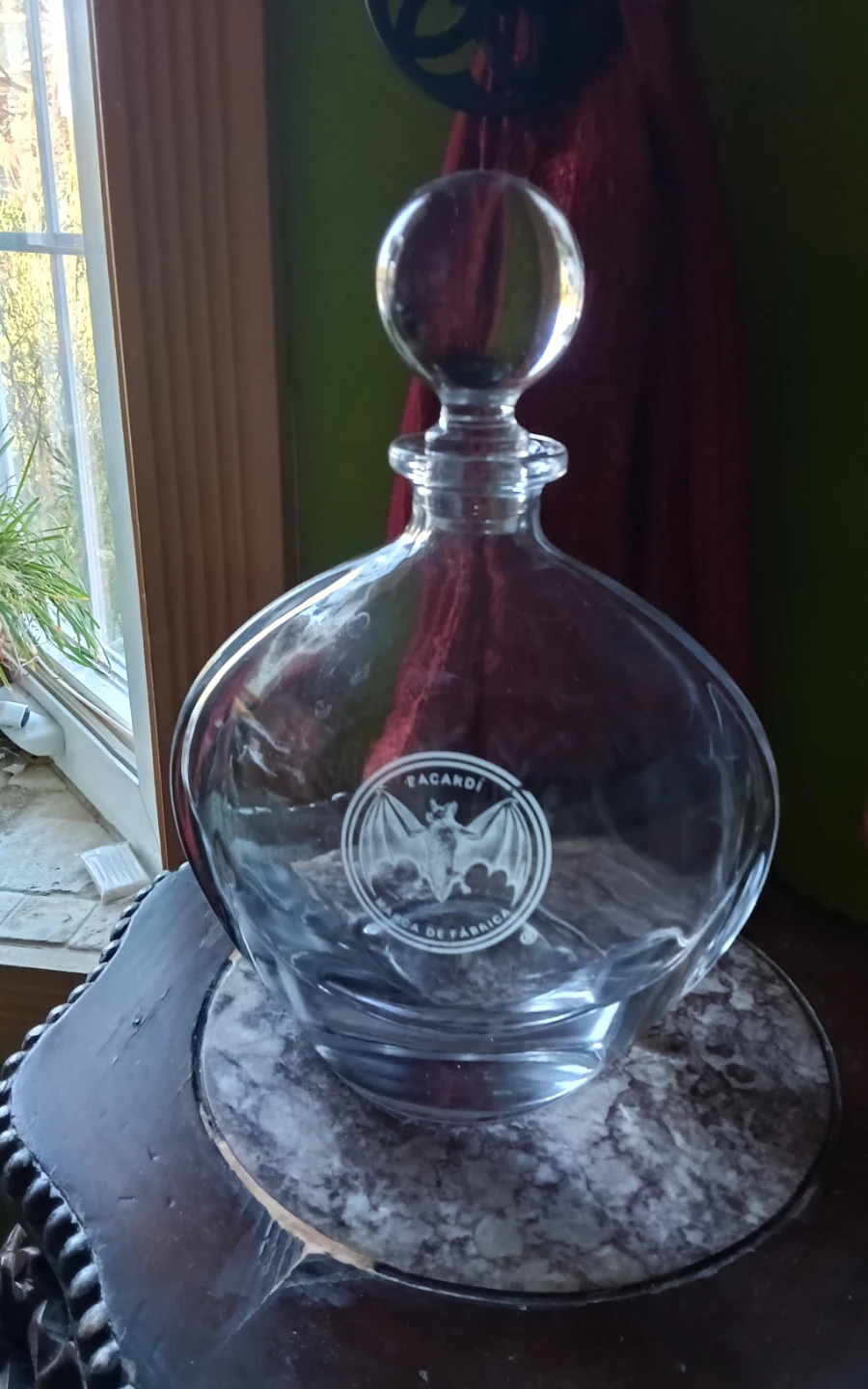 RARE Bacardi Etched Lead Crystal Decanter UV Ice-Blue - photo 2
