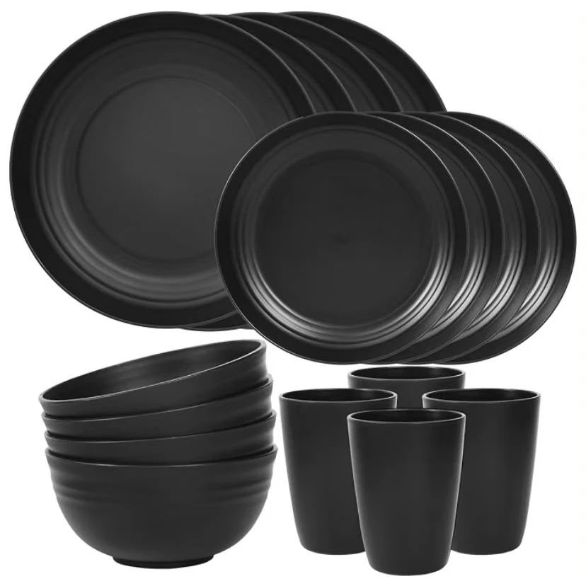 12-Piece Black Matte Dinnerware Set - photo 2