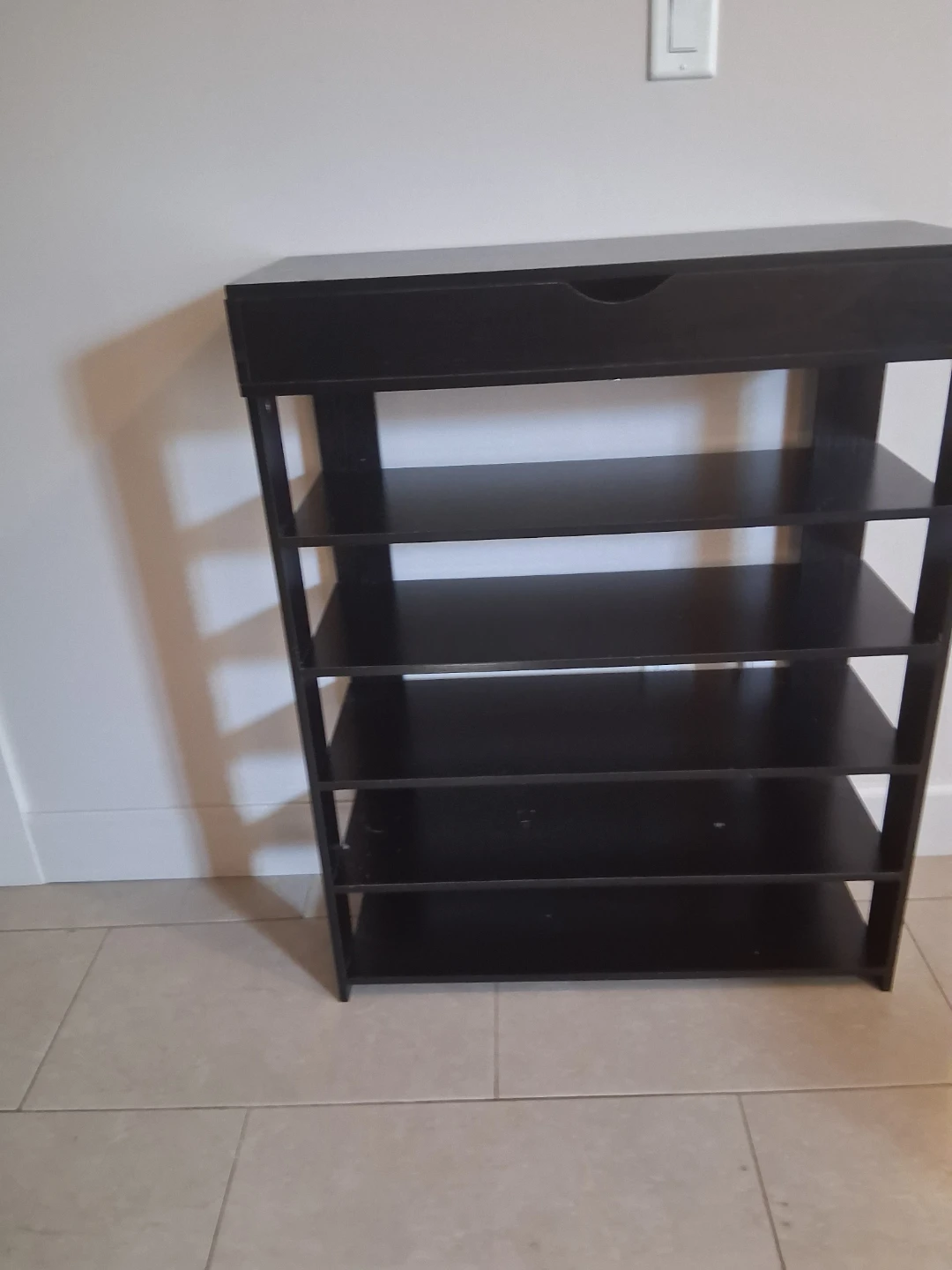 Black Shoe Rack with Storage Compartment