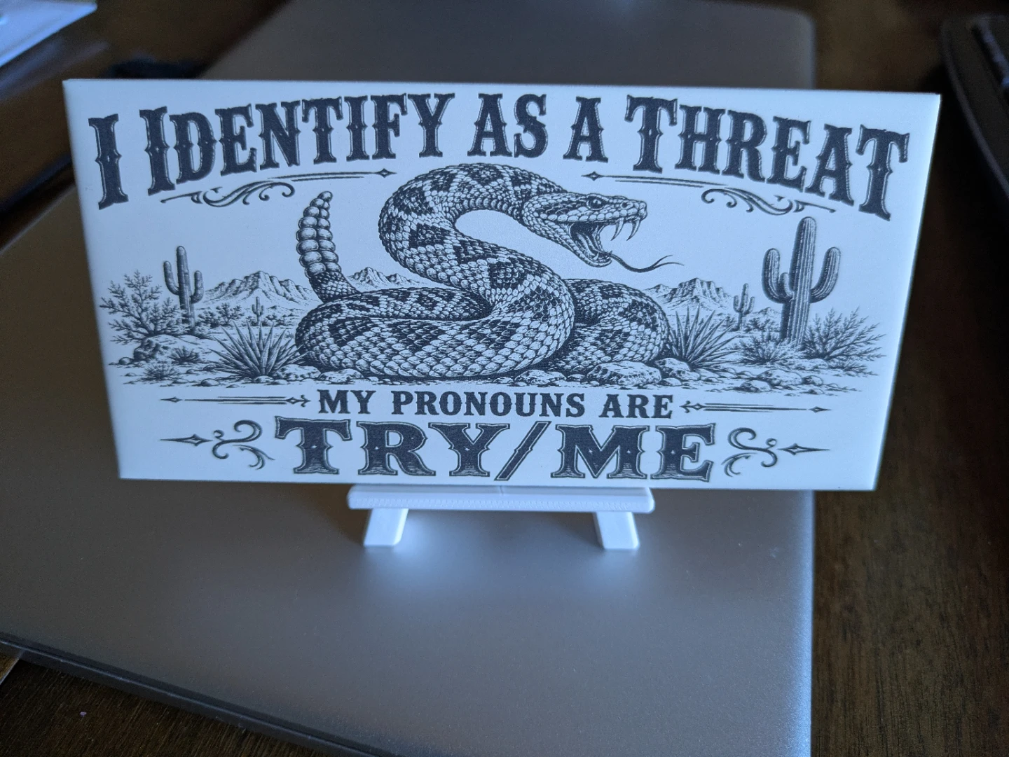 I Identify As A Threat Desk Plaque - photo 2