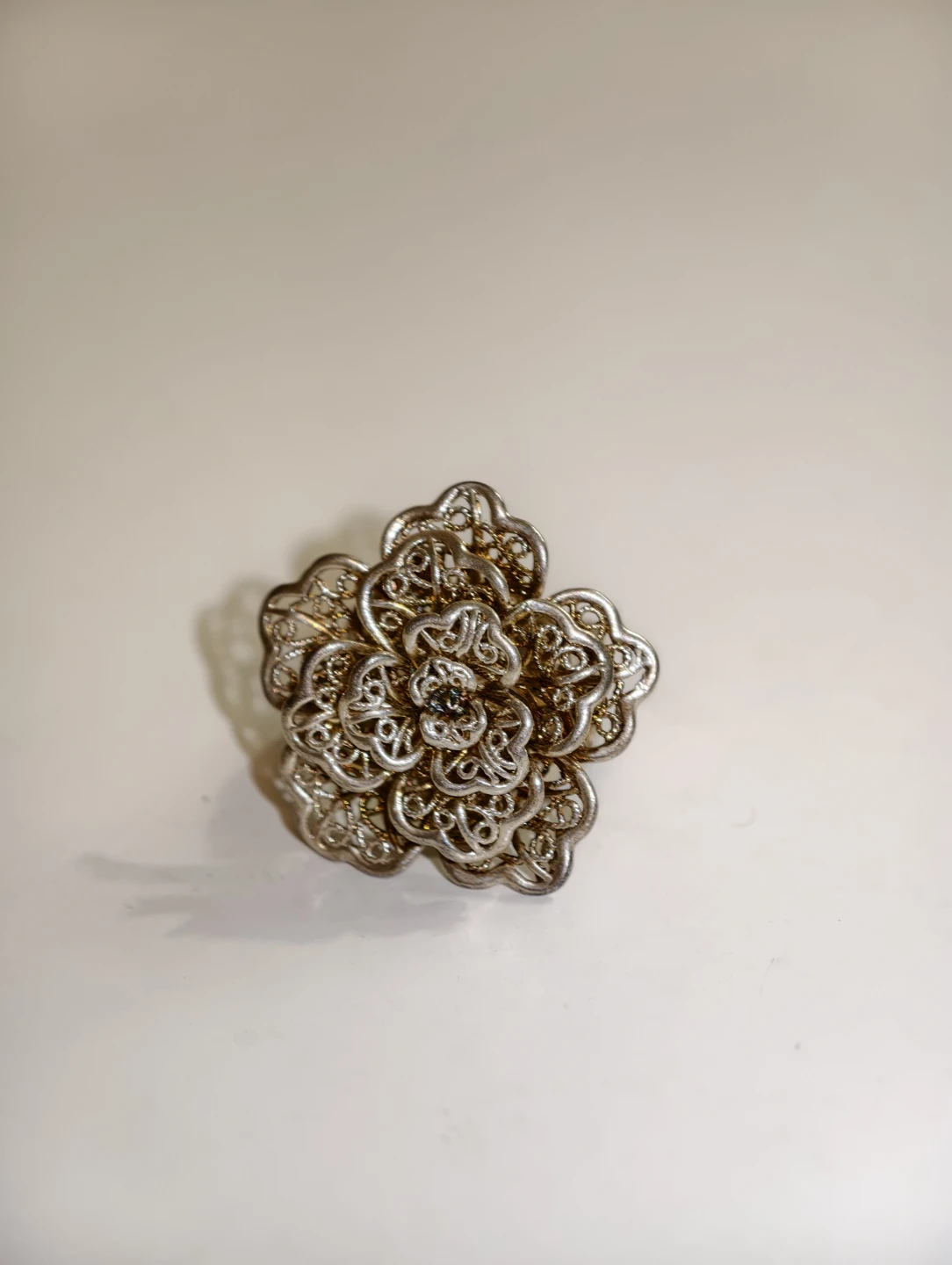 Authentic 20th-century vintage handmade silver flower ring - photo 2