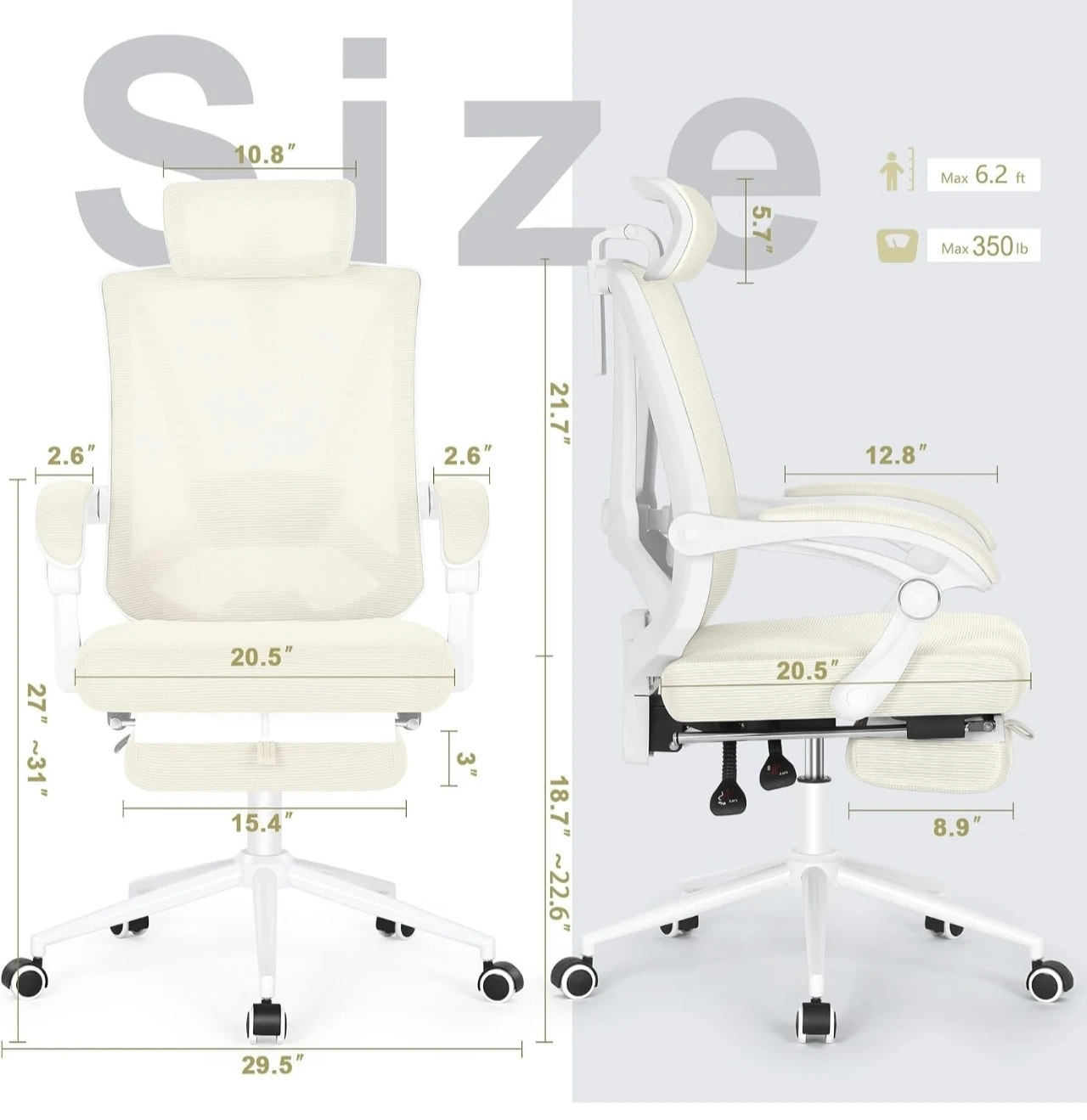 Adjustable Mesh Office Chair with Footrest - photo 3