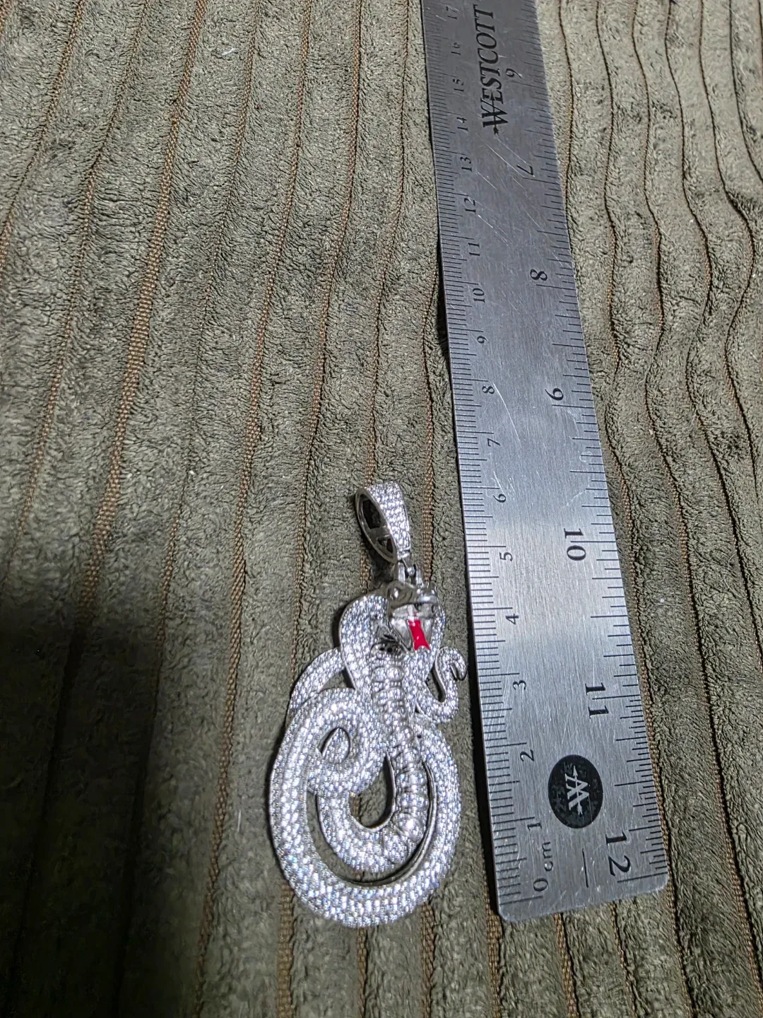 925 Sterling Silver Snake Pendant with Moissanite - photo 5