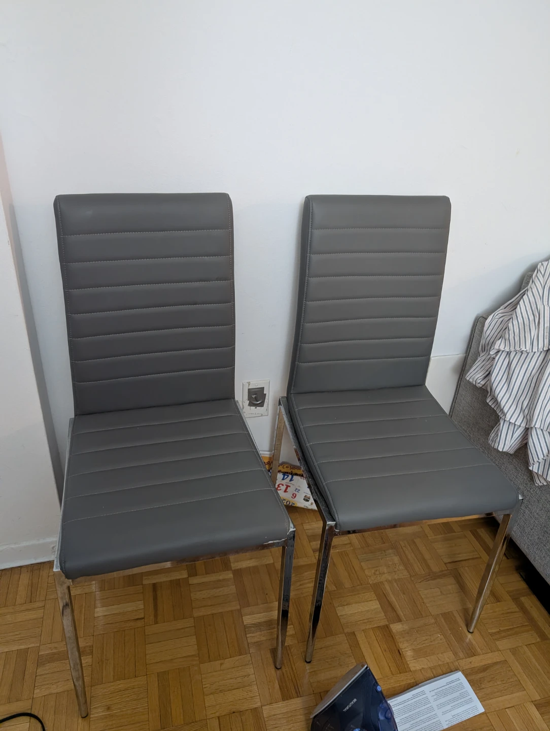 Two Grey Dining Chairs