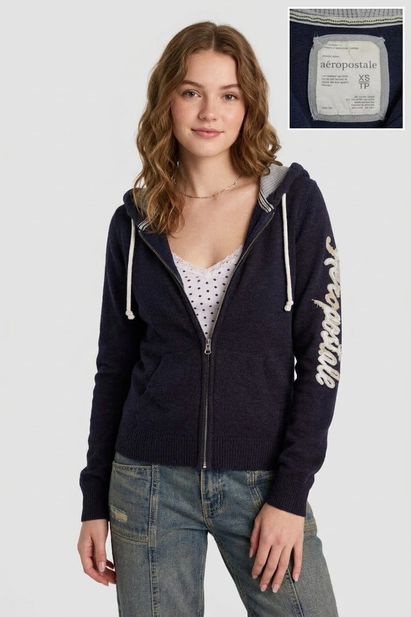 ​Aeropostale Navy Vintage Full-Zip Hoodie (Size XS) - photo 5