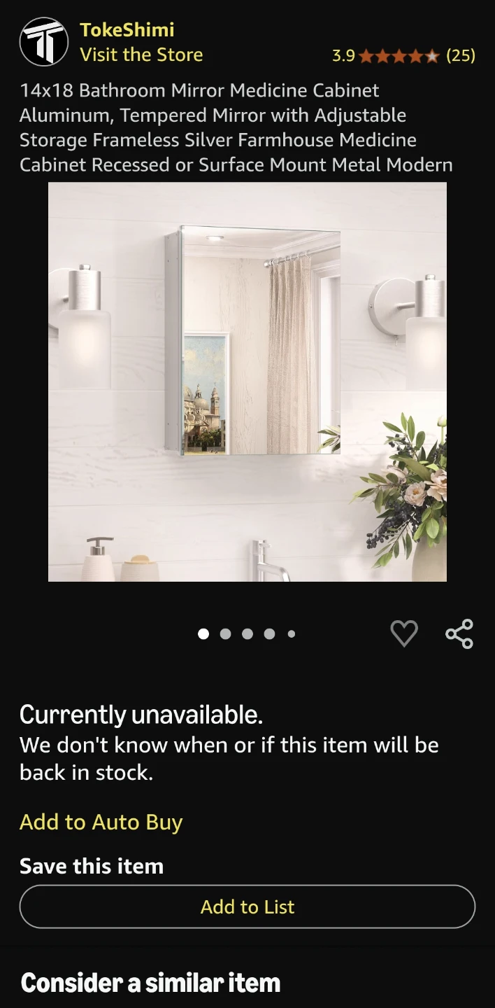 TokeShimi 14x18 Bathroom Medicine Cabinet