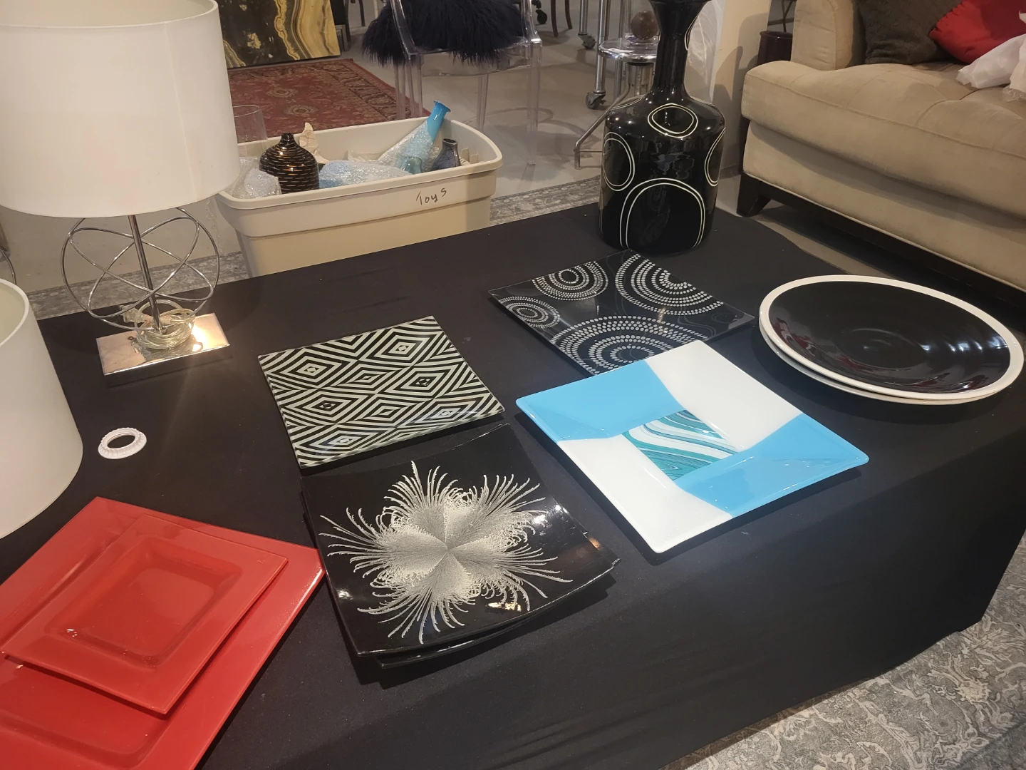 Assorted decorative glass plates