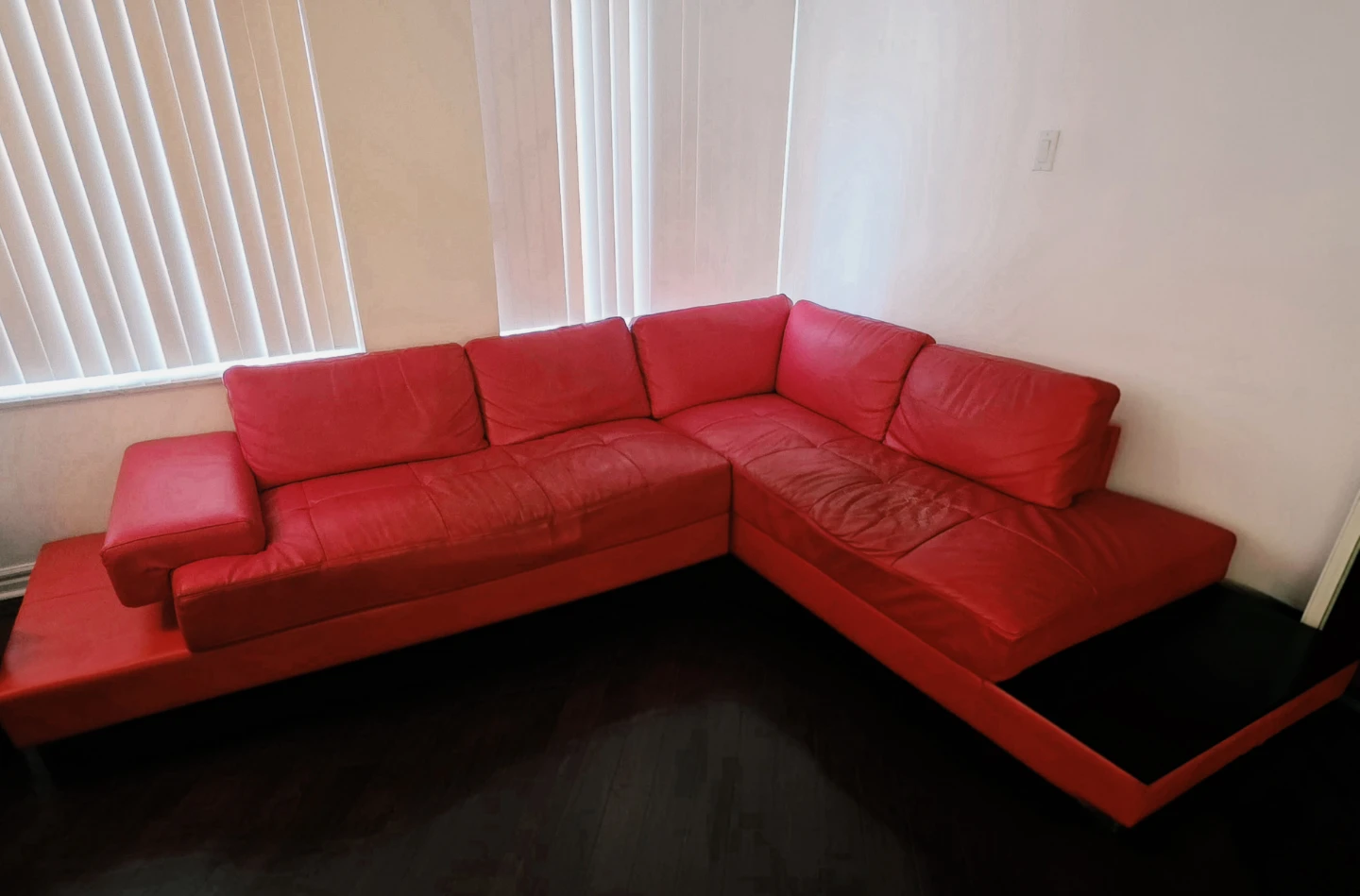 Red leather sectional sofa