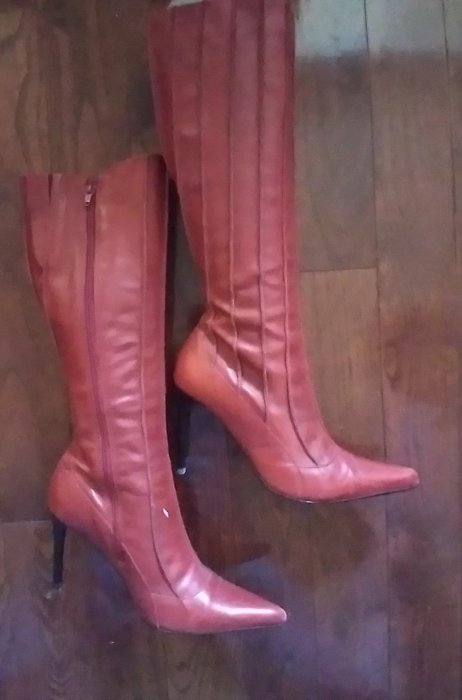 Vintage Red Leather Stiletto Boots