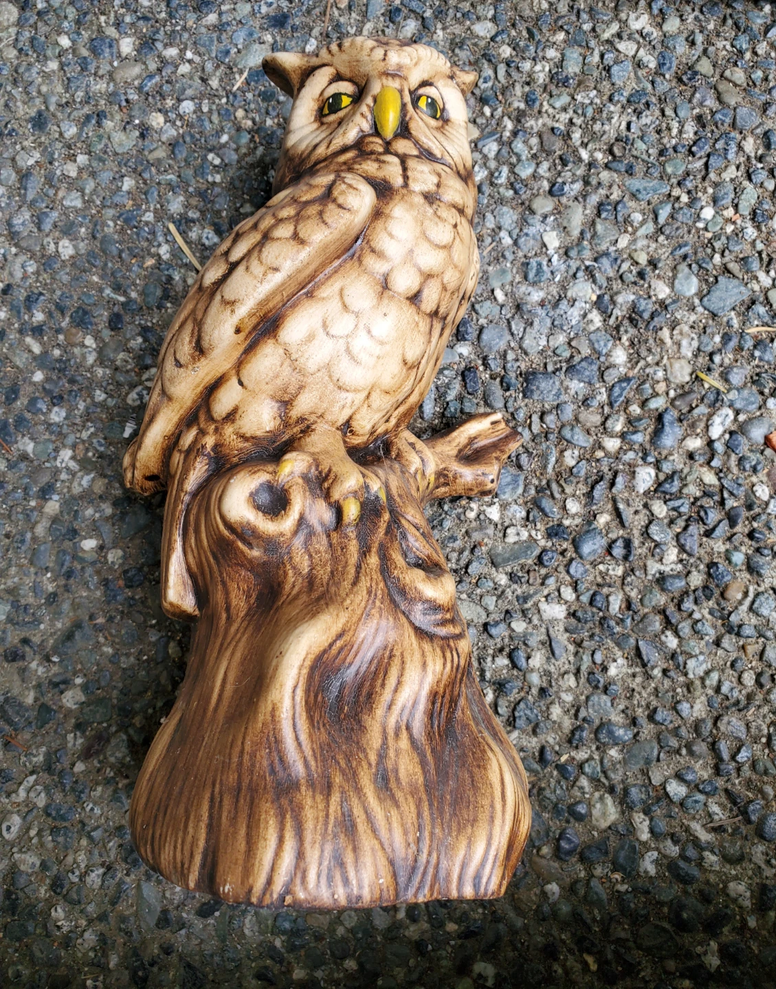 Vintage Owl Figurine on Tree Stump