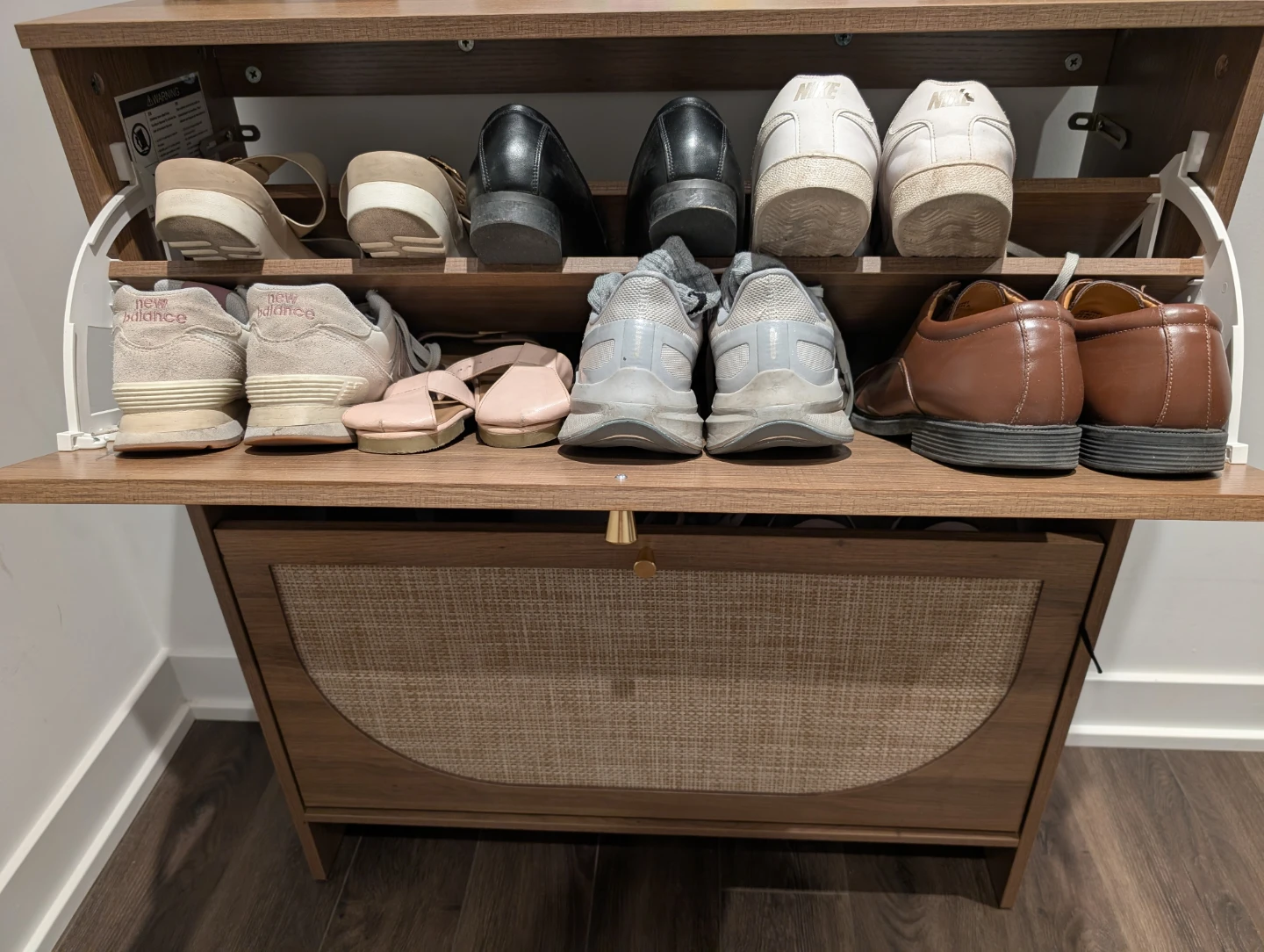 Rattan Slim shoe cabinet for entryway - photo 3