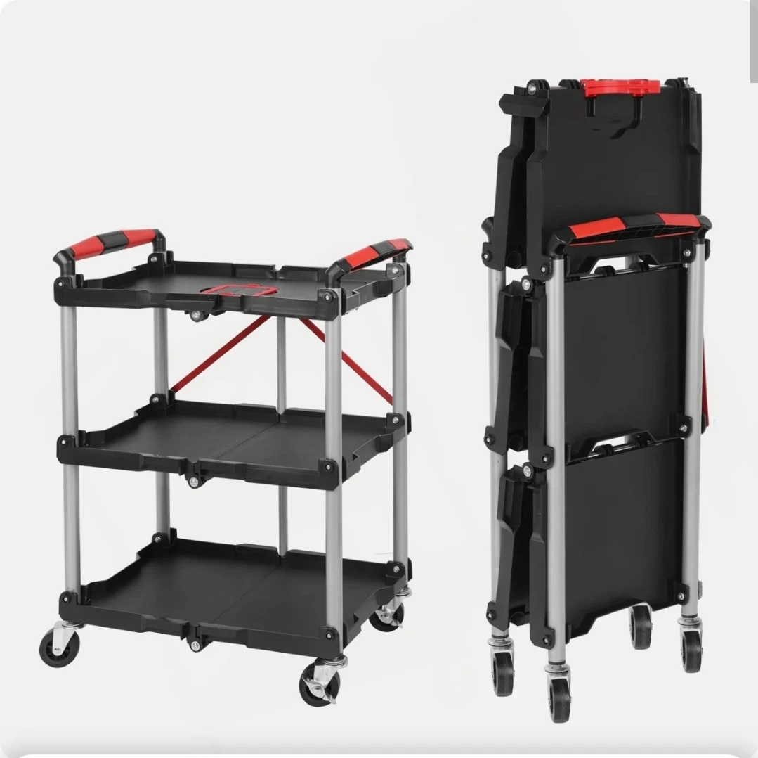 GARVEE 3-Tier Collapsible Rolling Service Cart - photo 3