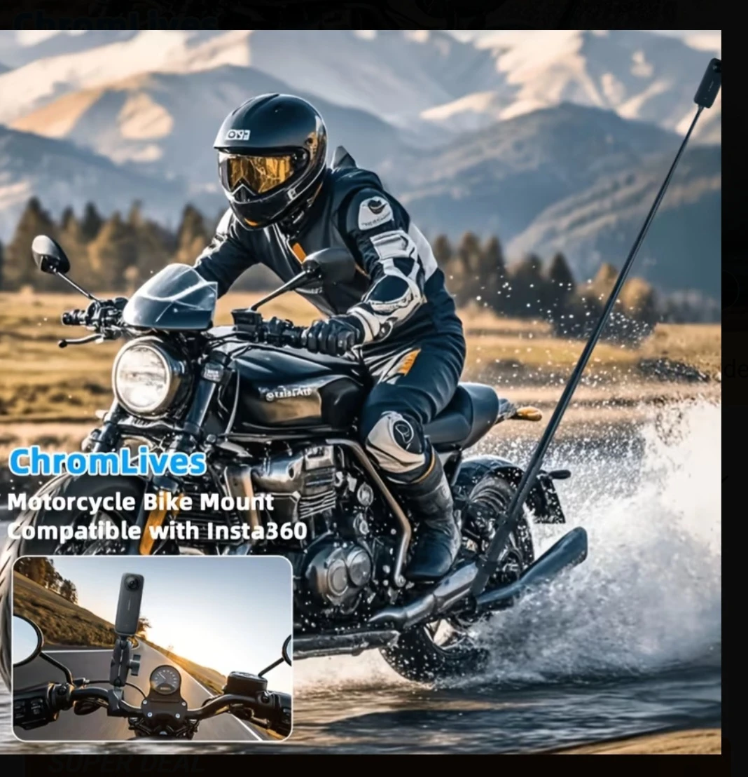 Invisible stick clamps mount ebike motorcycle GoPro Insta360