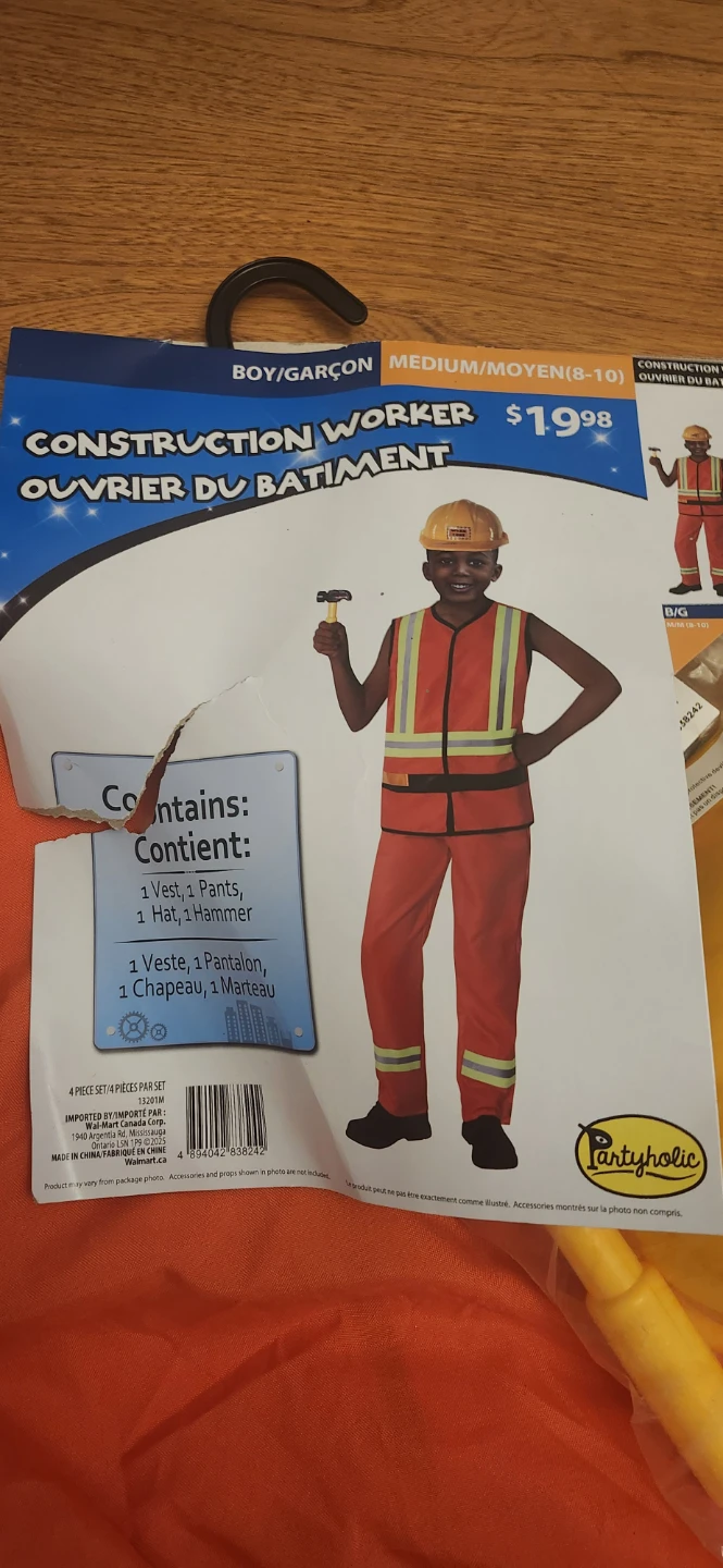 Construction Worker Costume Medium 8-10