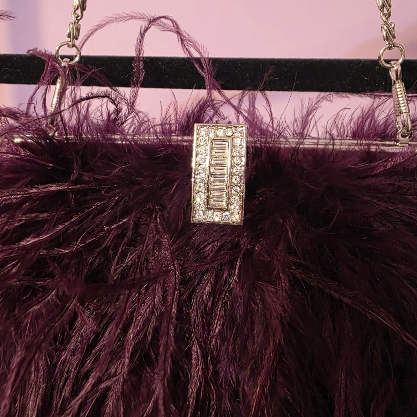 Dark Purple Ostrich Feather Clutch Bag - photo 4