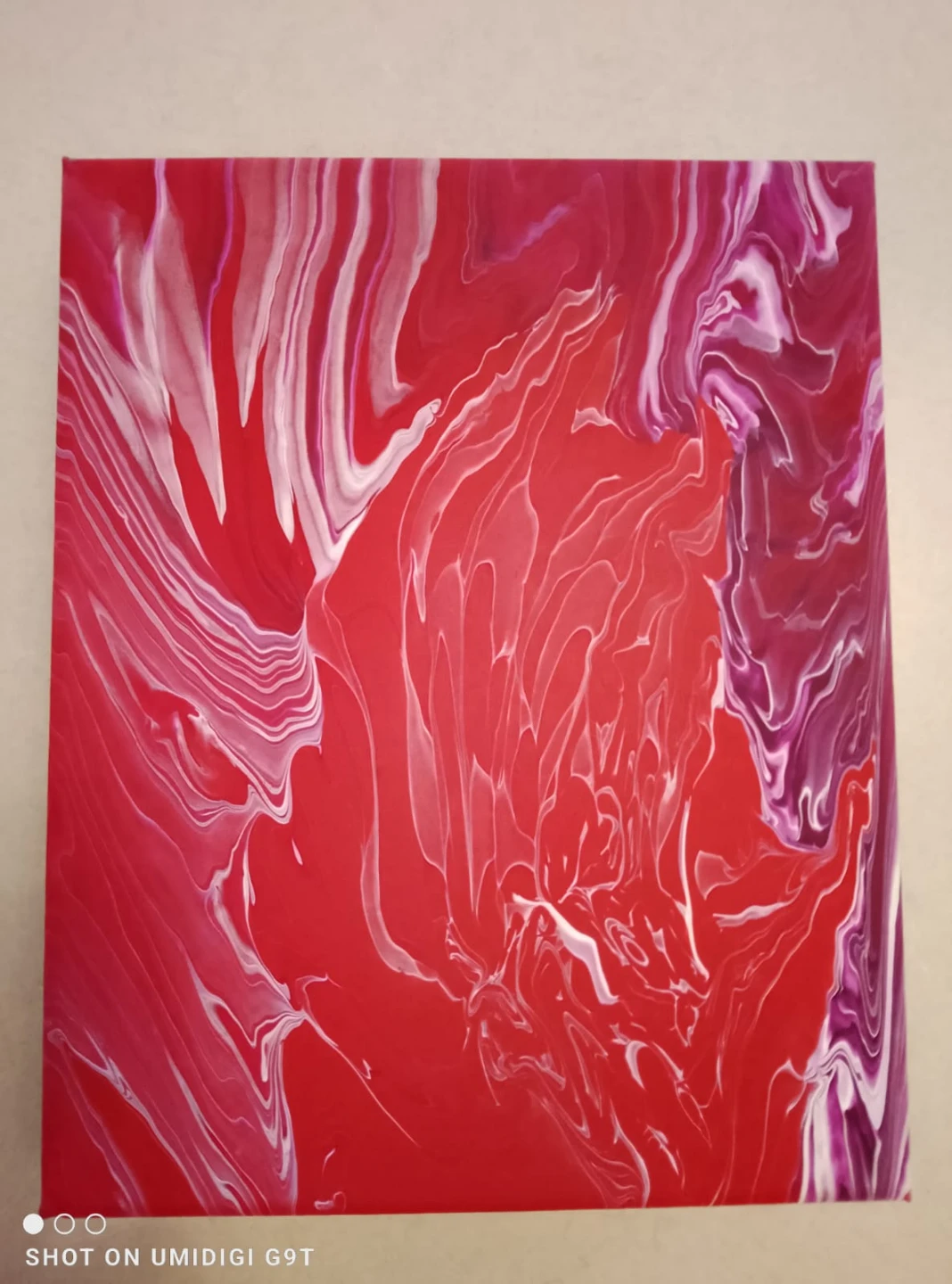New abstract painting in reds.