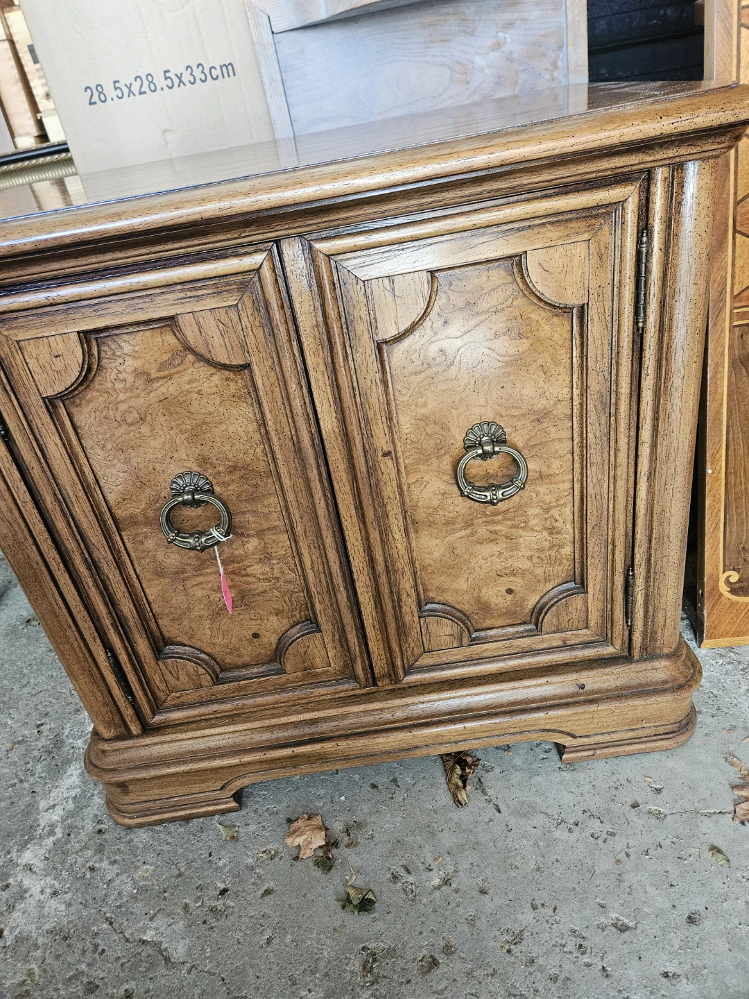 Wooden Side Table with Drawer and Cabinet