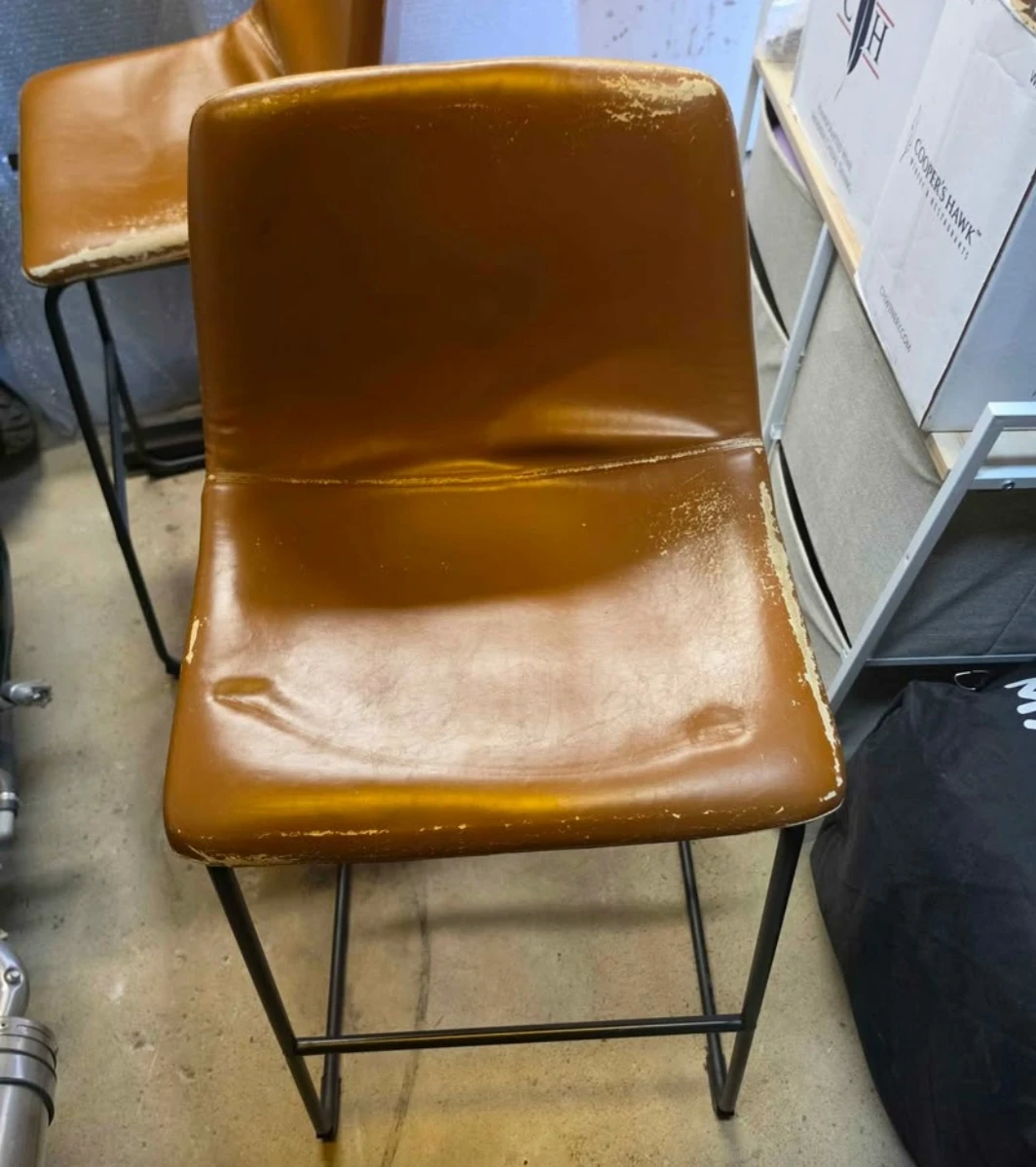 Set of 2 Brown Faux Leather Bar Stools - photo 2