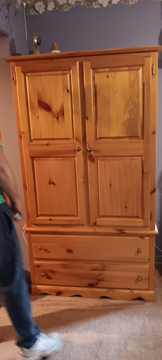 Solid Wood Armoire with Drawers