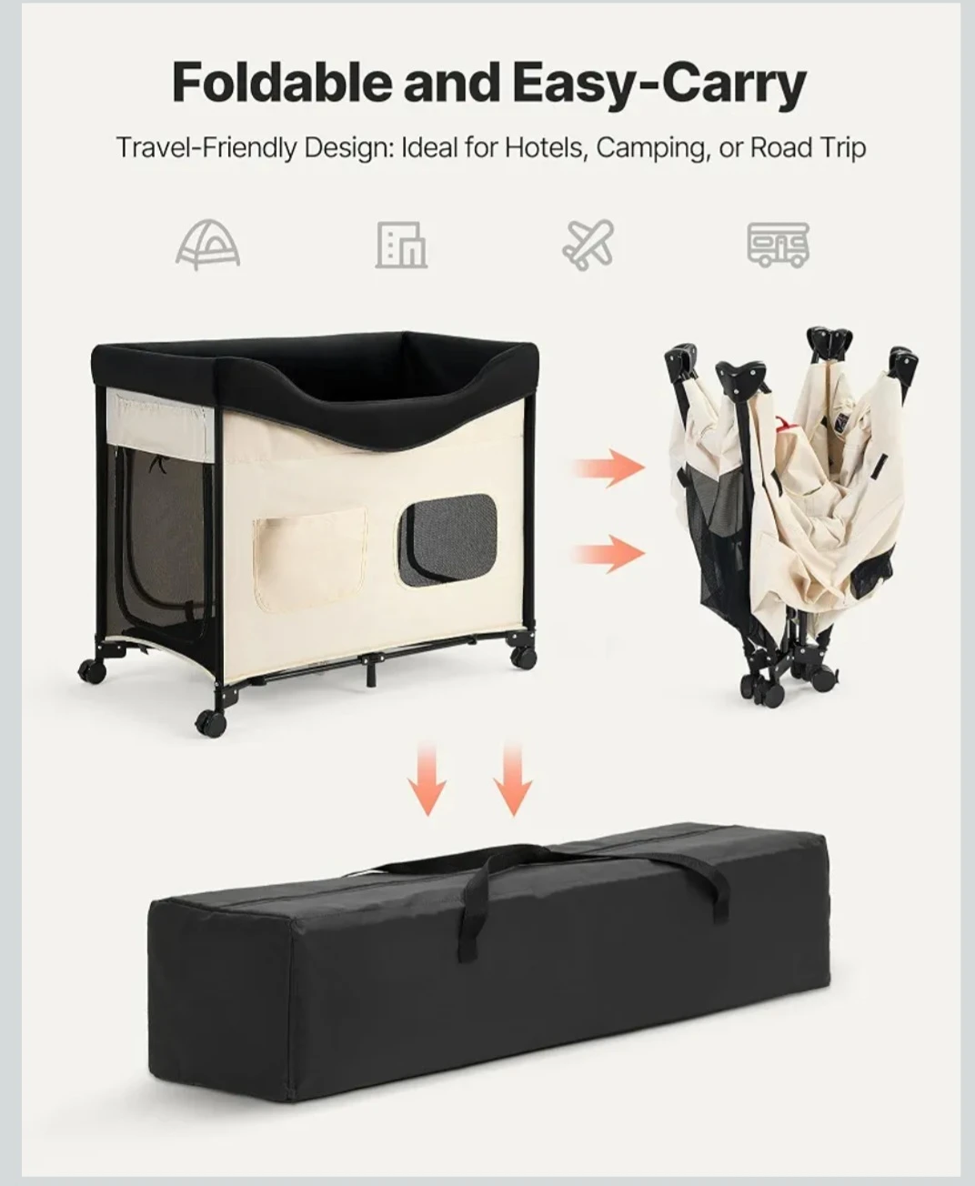 Foldable Pet Playpen Bed XL - Beige - photo 4