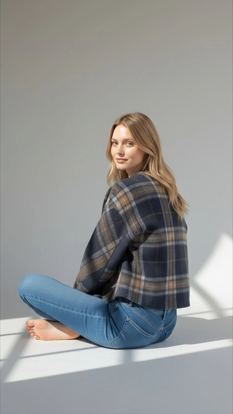 Women's Plaid Wool-Blend Jacket - photo 2