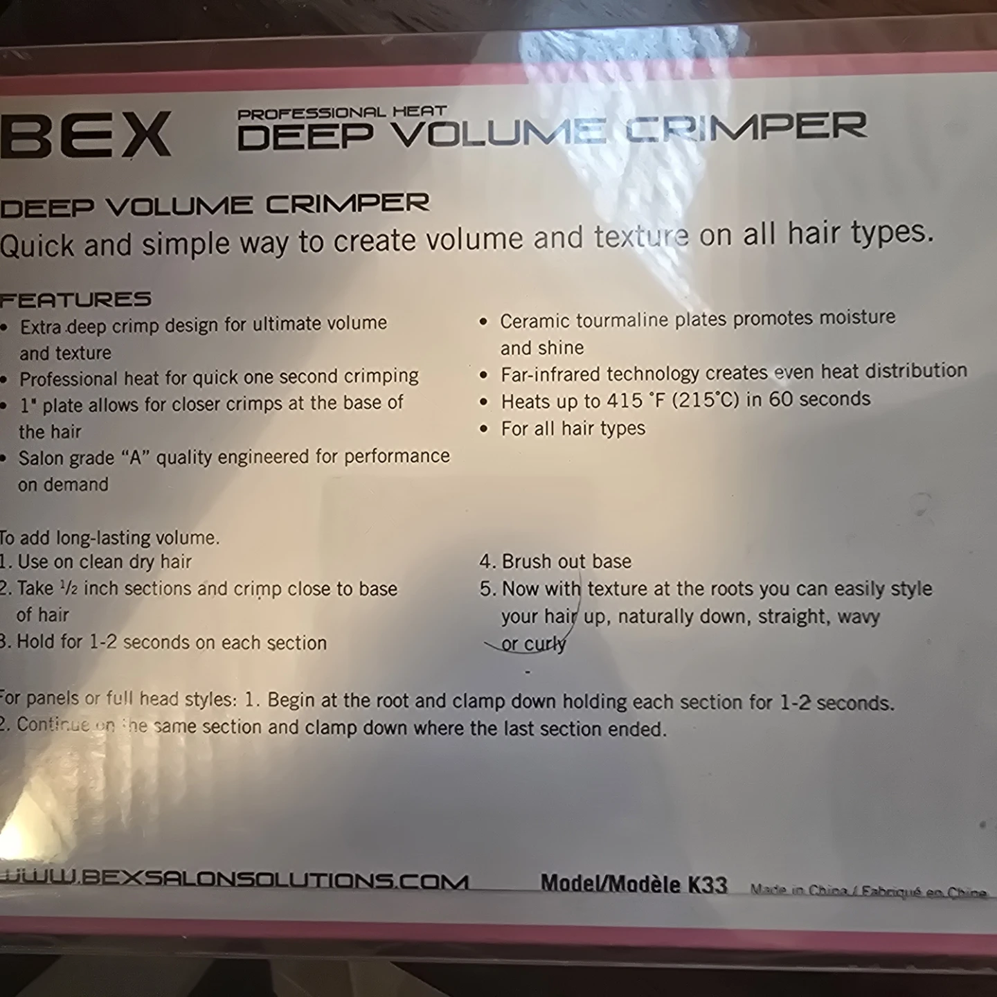 New BEX Deep Volume Hair Crimper (Model K33) - photo 2