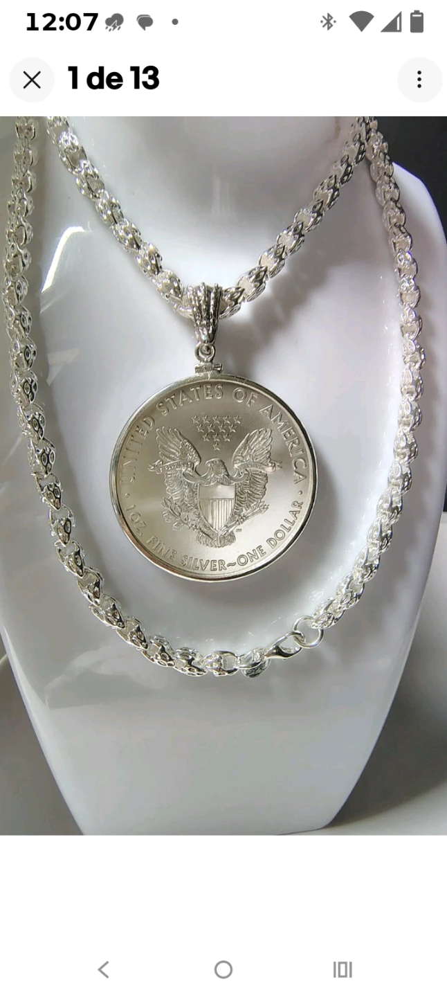 American Eagle 1 oz Silver Coin Pendant Necklace