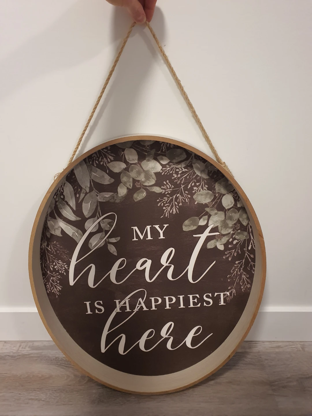 Rustic Round Wooden Wall Art  - "My Heart Is Happiest Here" - photo 2