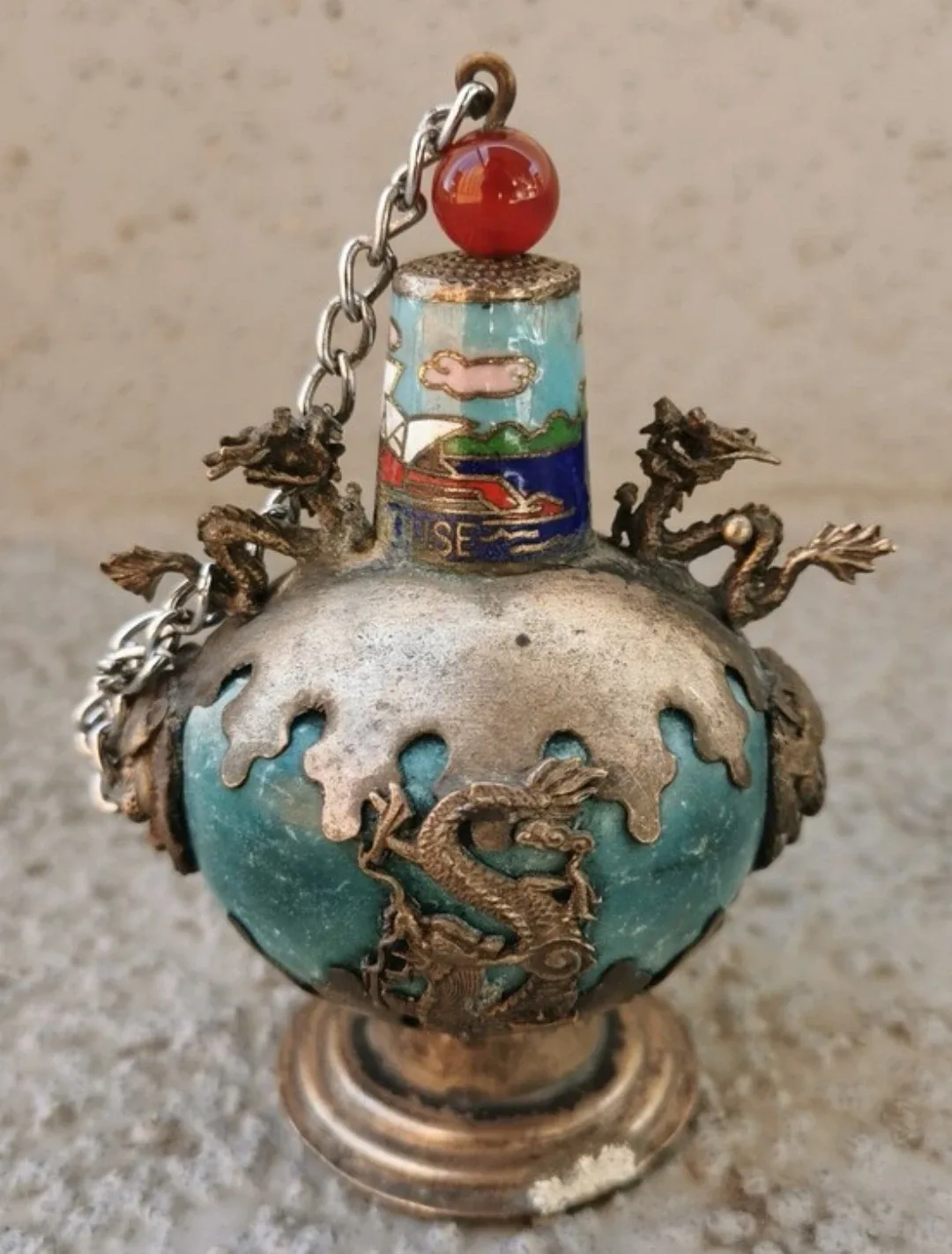 Vintage Dragon Scent Bottle Sydney Opera House Asian Decor - photo 3