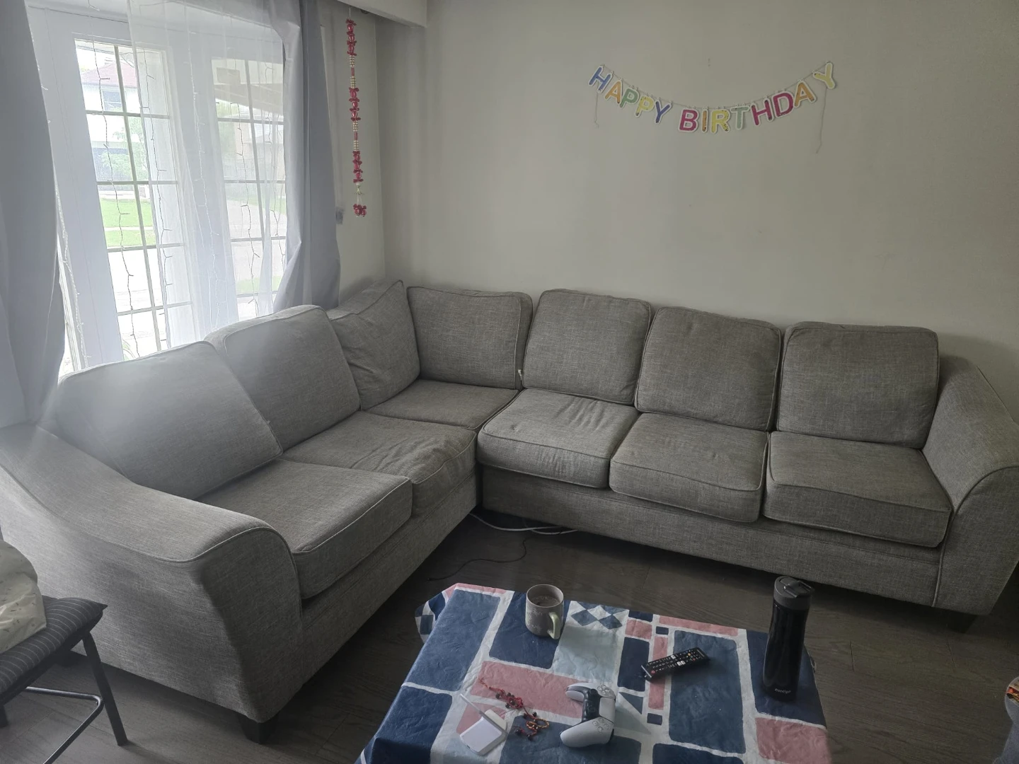 Urgent sell negotiable Grey Fabric Three-Seat Sofa