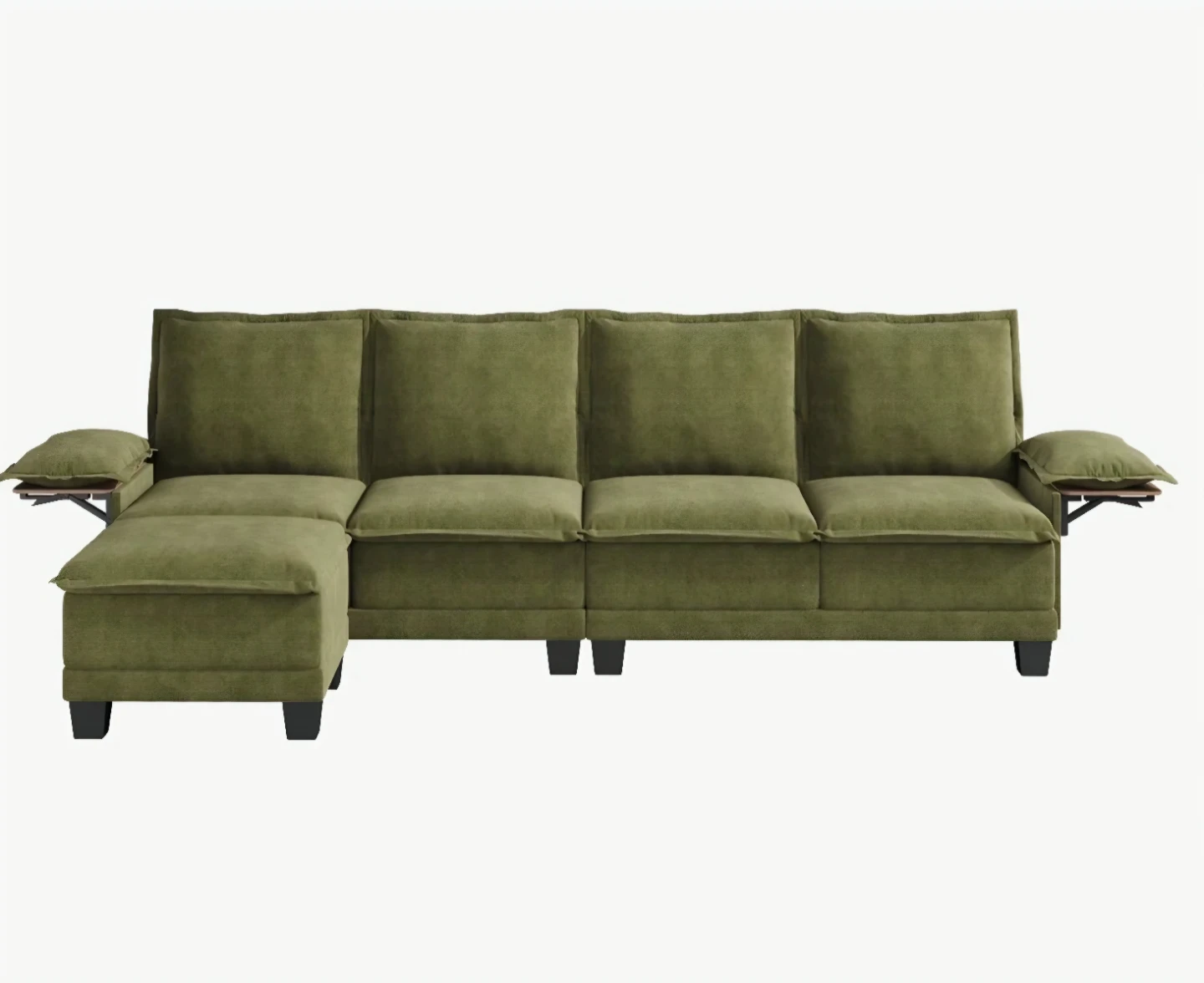 Green Sectional Sofa with Ottoman - photo 3