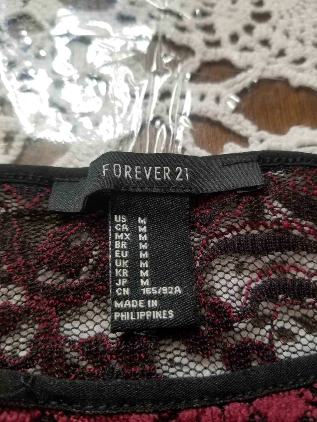 Forever 21 Burgundy Lace Long Sleeve Top - photo 3